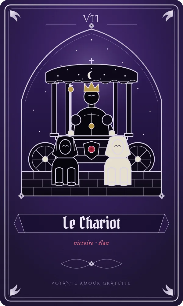 Le Chariot, carte du tarot correspondant à l'heure 12h22