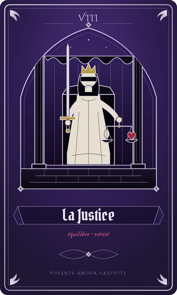 La Justice, carte du tarot correspondant à l'heure 13h13