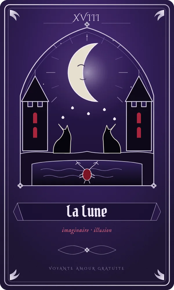 La Lune, carte du tarot correspondant à l'heure 09h09