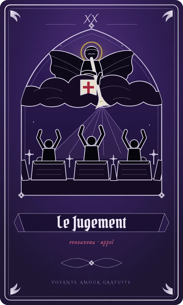 Le Jugement, carte du tarot correspondant à l'heure 20h00